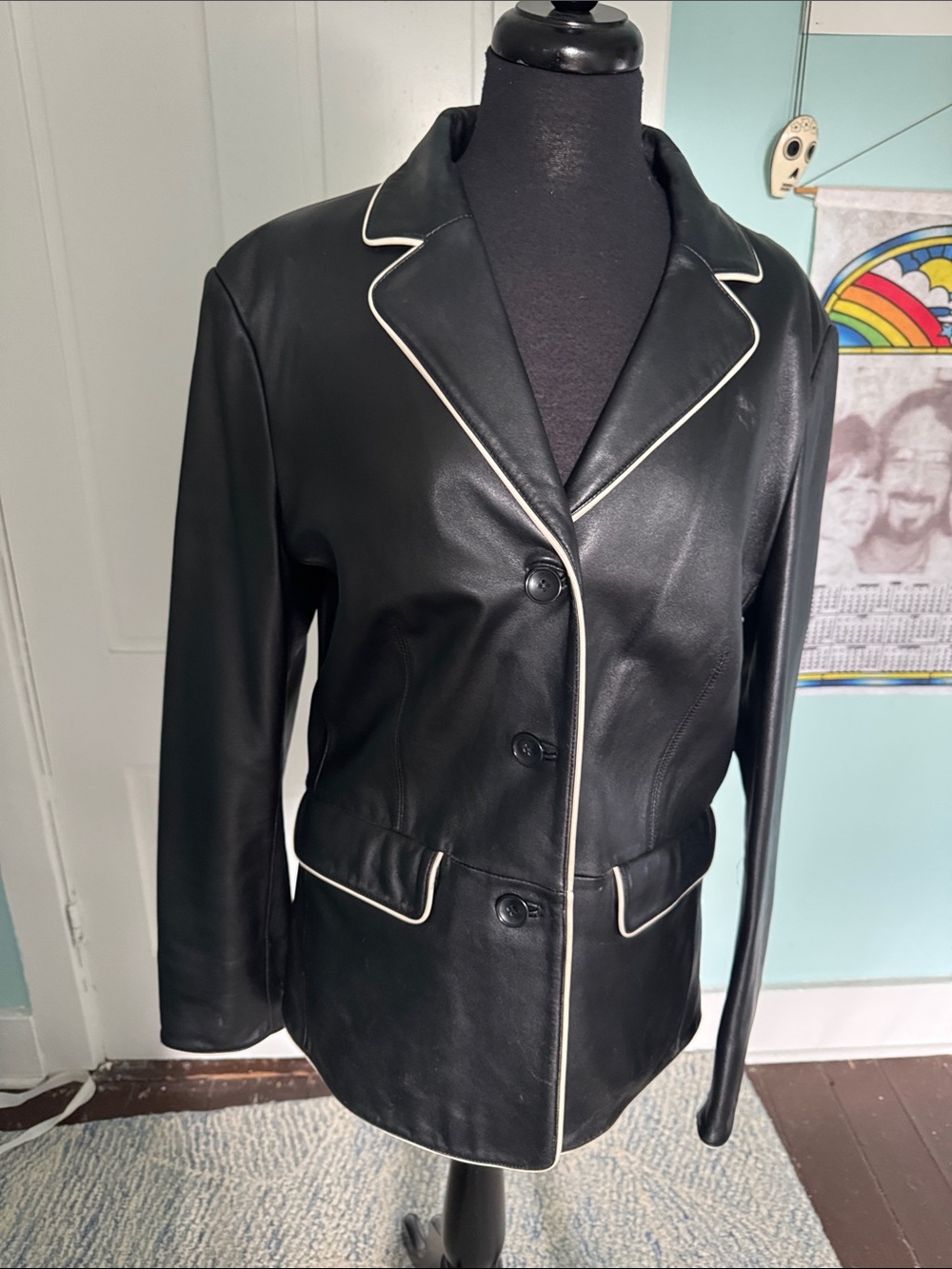 Charles Klein vintage Y2K tailored leather jacket